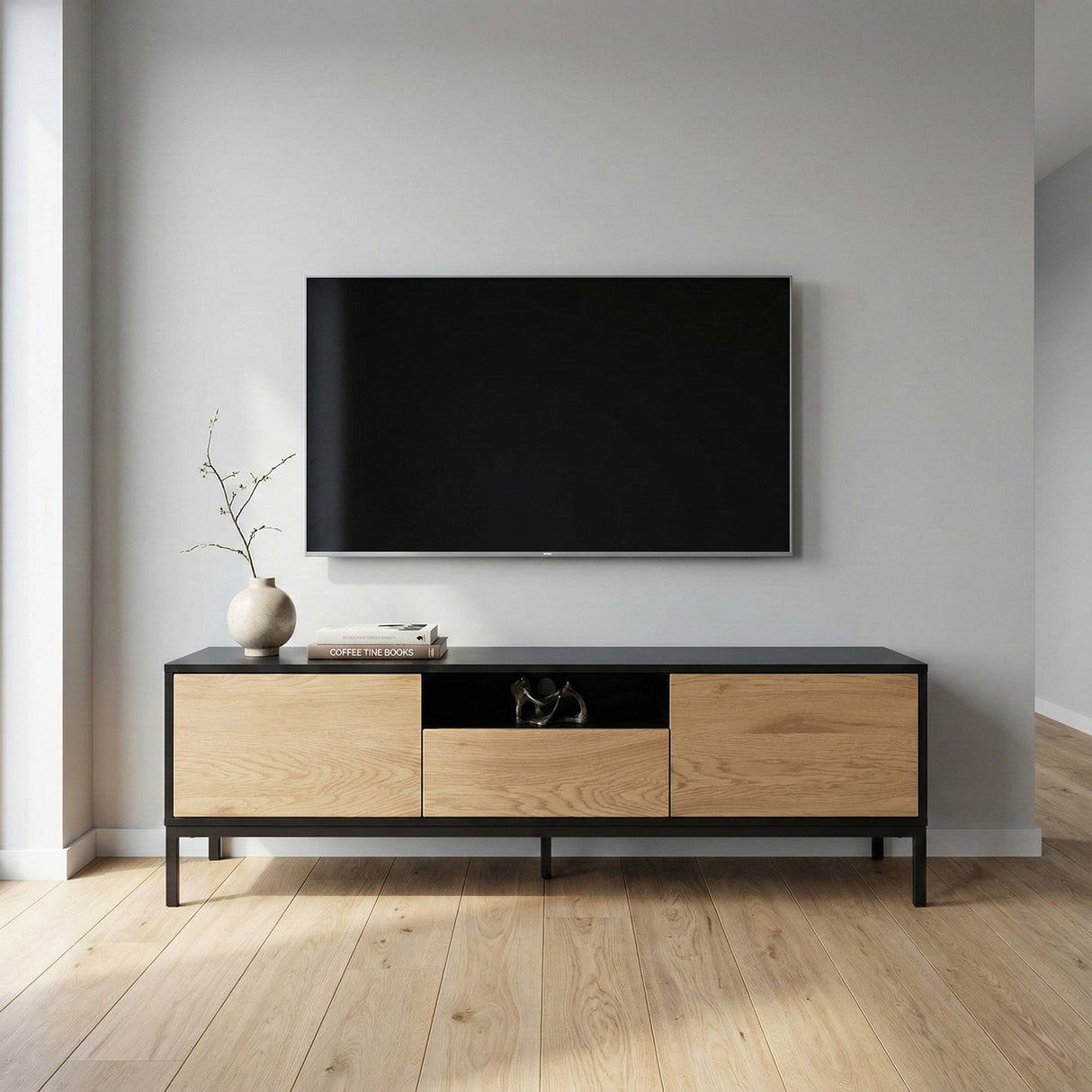 Notting Hill TV-bänk 140x40 cm Svart/Ek