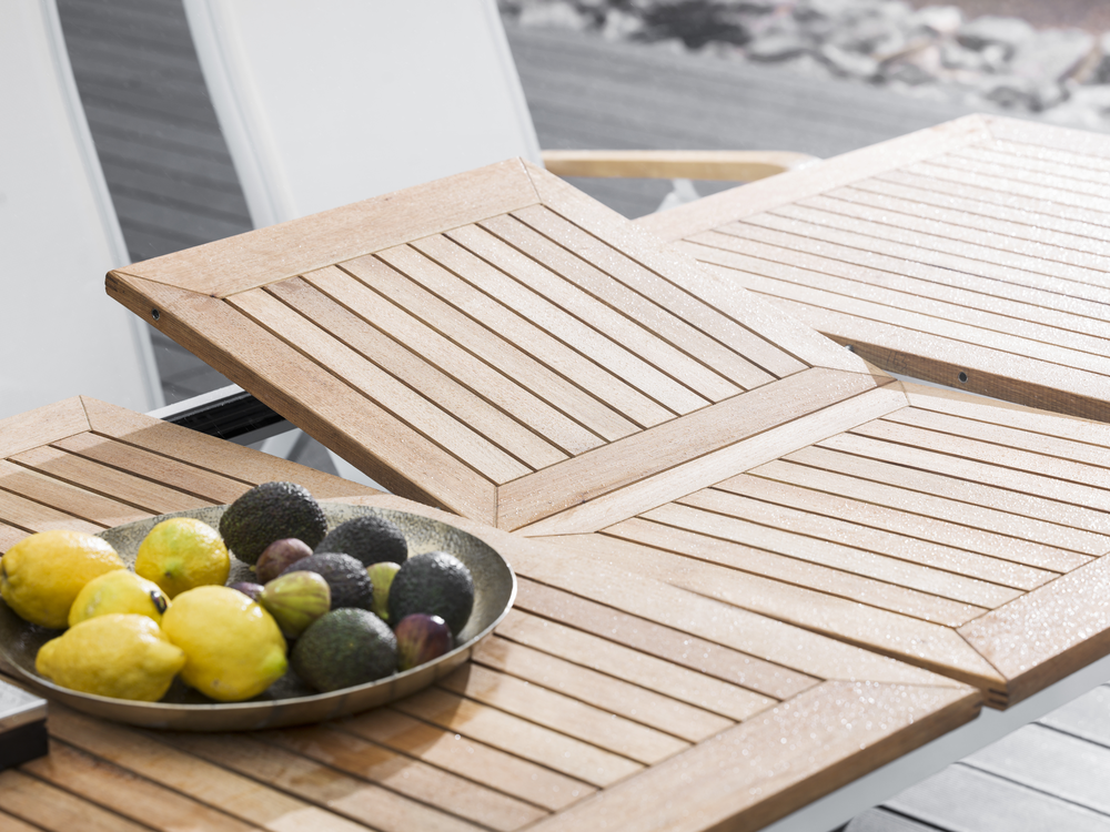 Nydala Matgrupp Vit/Teak - Bord 96x200-280 ink 6st Pos.