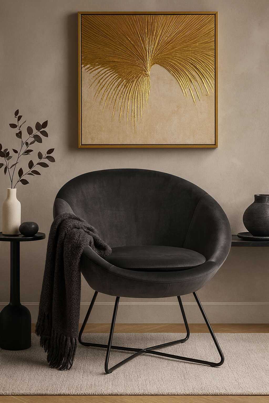 Saint-Germain Loungefåtölj Vic tyg Mörkgrå