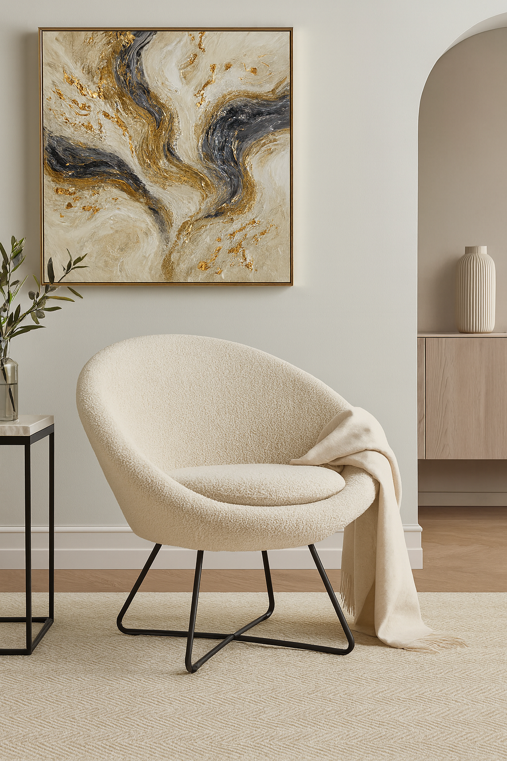 Saint-Germain Loungefåtölj Orson tyg Cream