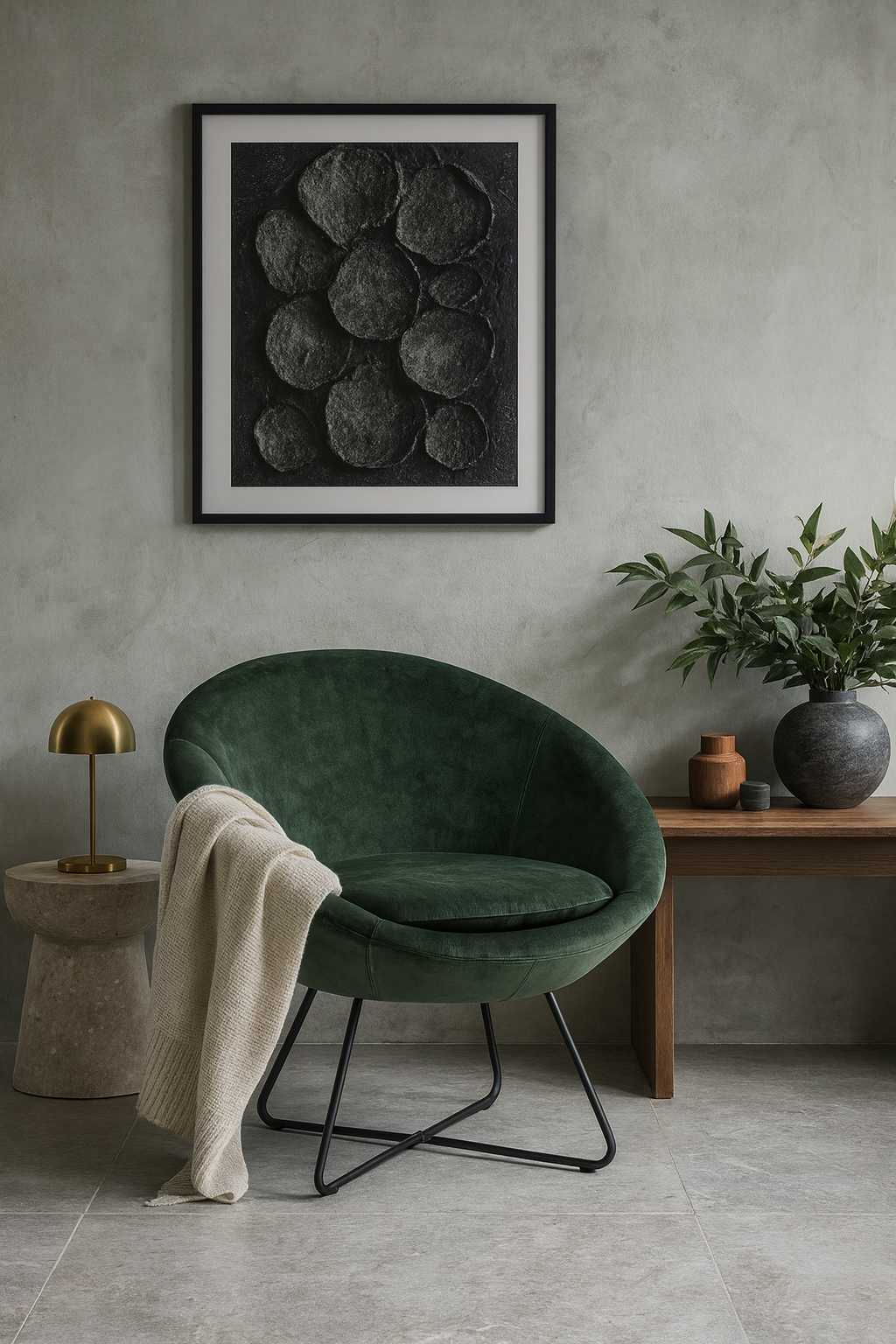 Saint-Germain Loungefåtölj Vic tyg Skogsgrön