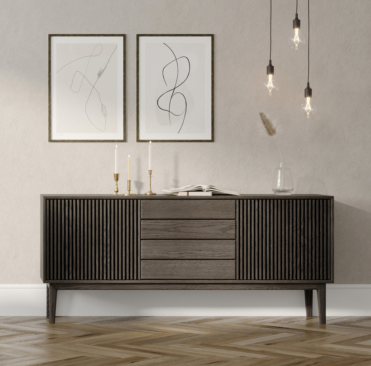 Broholm Sideboard Lameller Rökoljad Ek