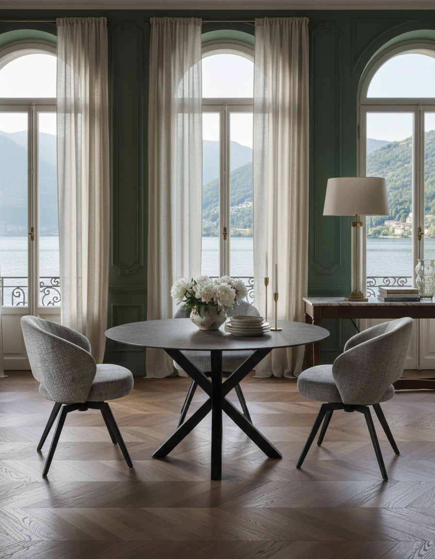 Verdun Matbord Rund 119 cm Svart Keramik