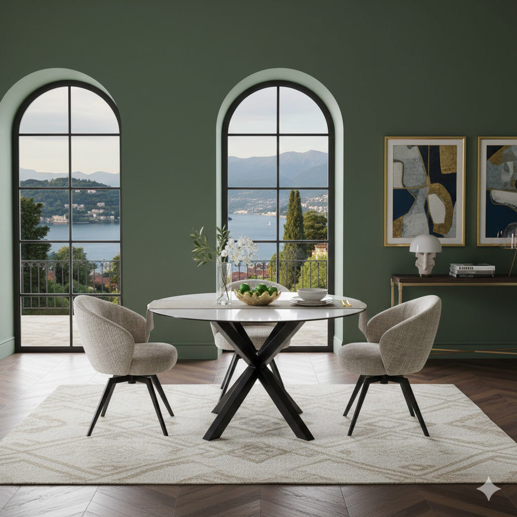 Verdun Matbord Rund 119 cm Vit Keramik