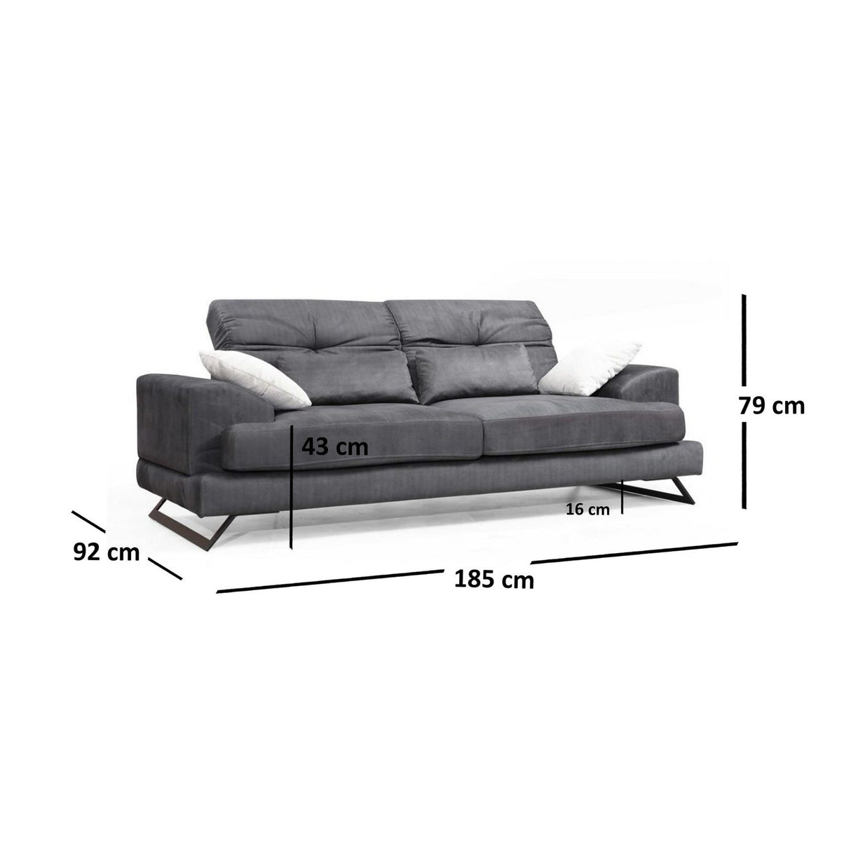 Casablanca 2-sits (185 x 92 x 79 cm) Antracit 2-sitssoffa