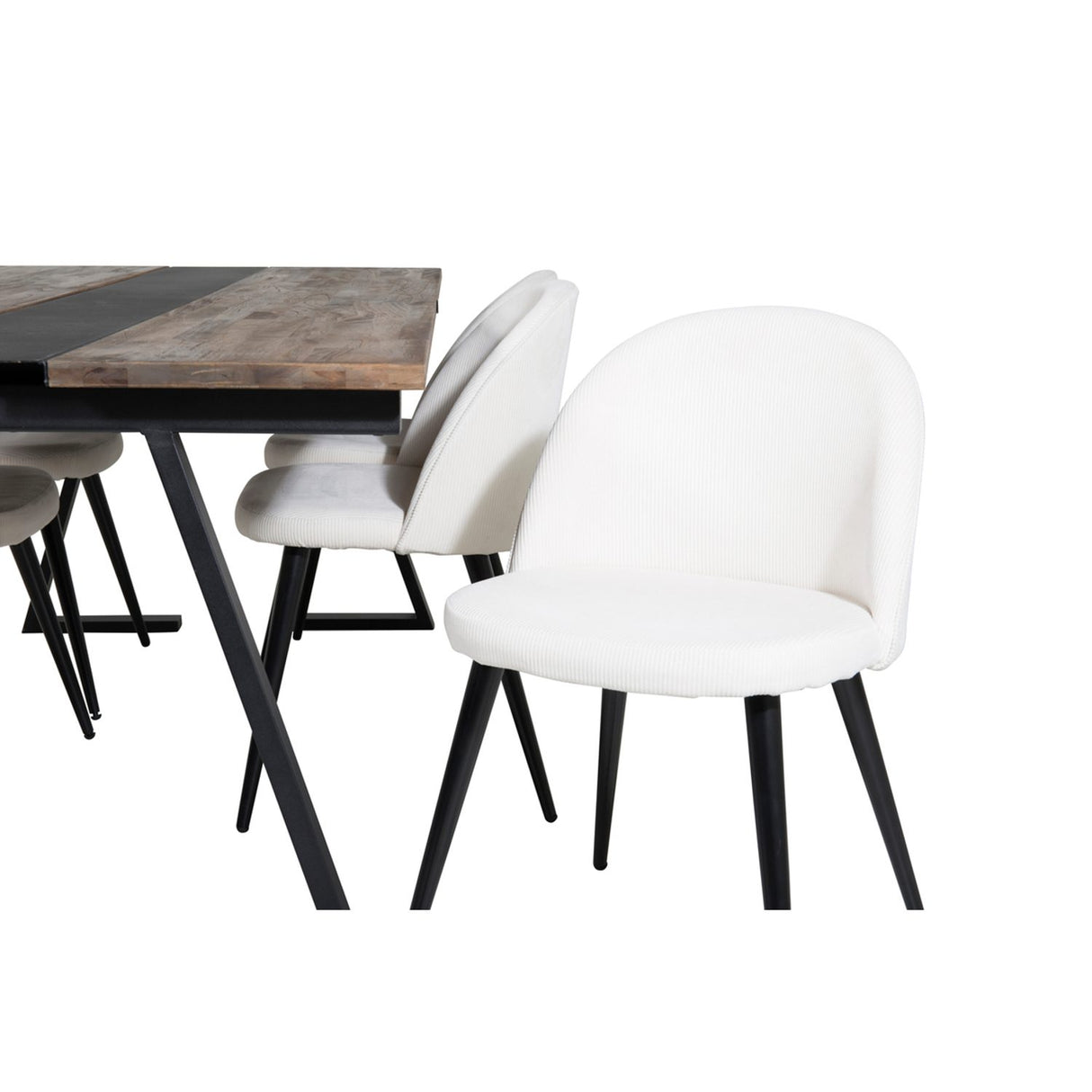 Jakarta, Velvet Rektangulär matgrupp Svart,Crème, Svart,Natur, 200 x 90