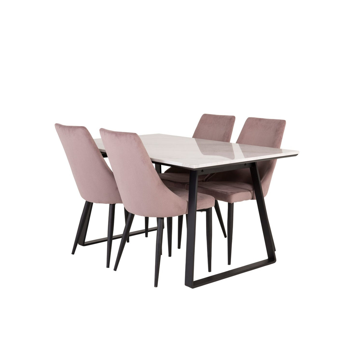 Estelle, Leone Rektangulär matgrupp Svart, Svart,Vitt, 140 x 90