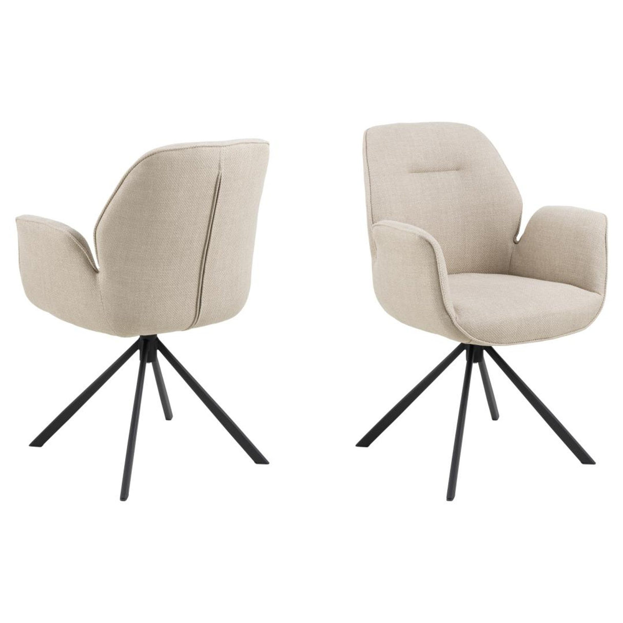 Millau Karmstol Snurr Basel tyg Beige