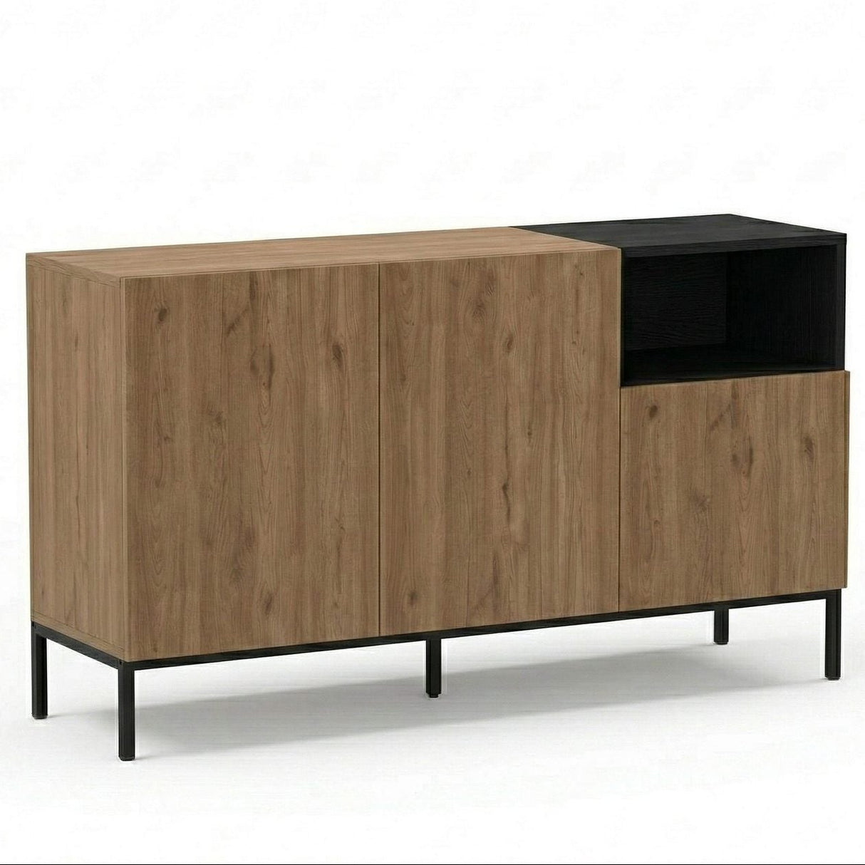 Paramaribo Sideboard Naturlig ekträ svart sandsten