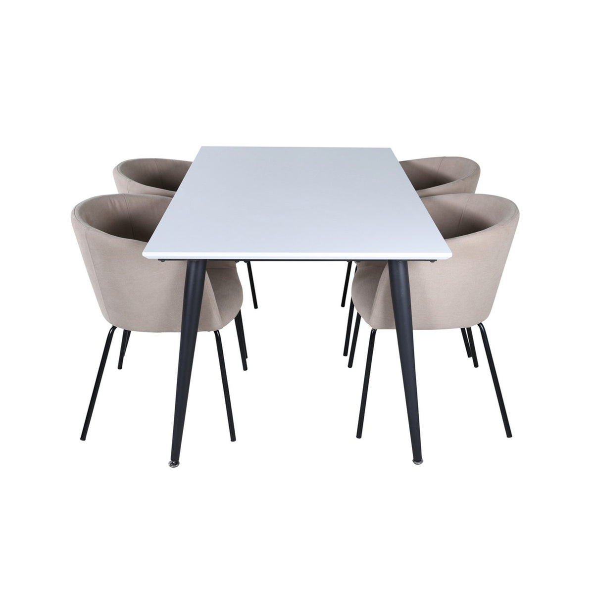 Jimmy, Berit Rektangulär matgrupp Beige, Svart, Svart,Vitt, 150 x 90