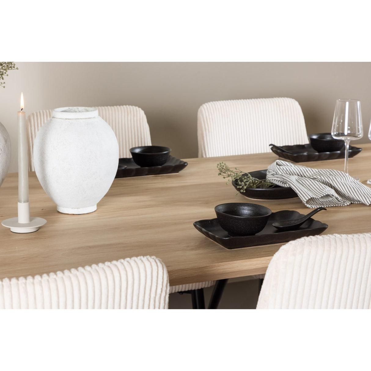 Olivia, Leone Rektangulär matgrupp Beige, Natur, 6st
