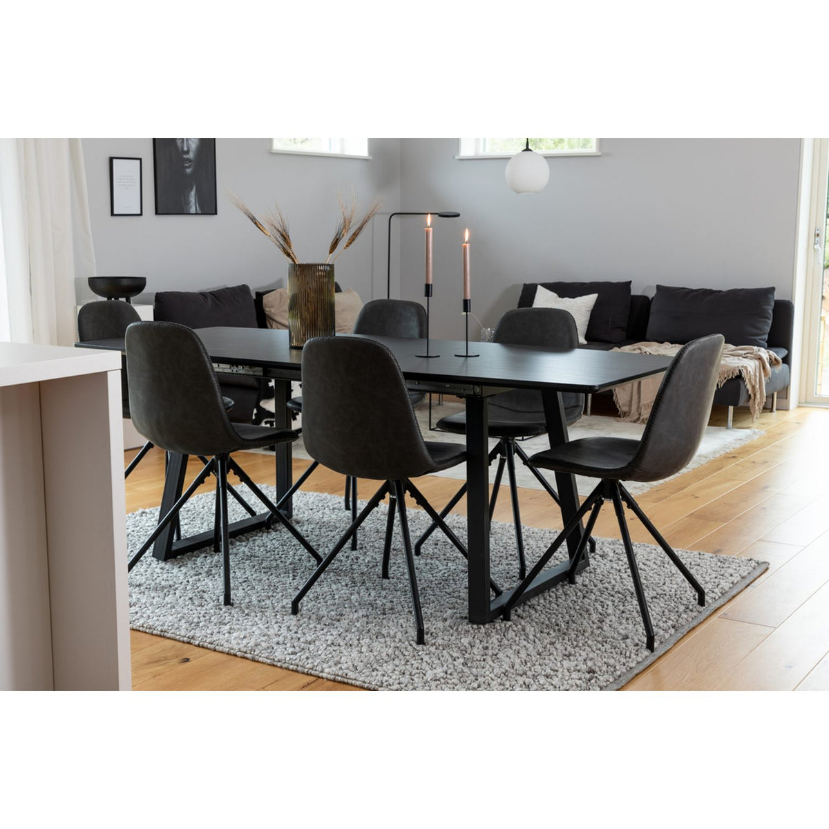 Inca, Polar Rektangulär matgrupp Svart, Svart, 160 x 85