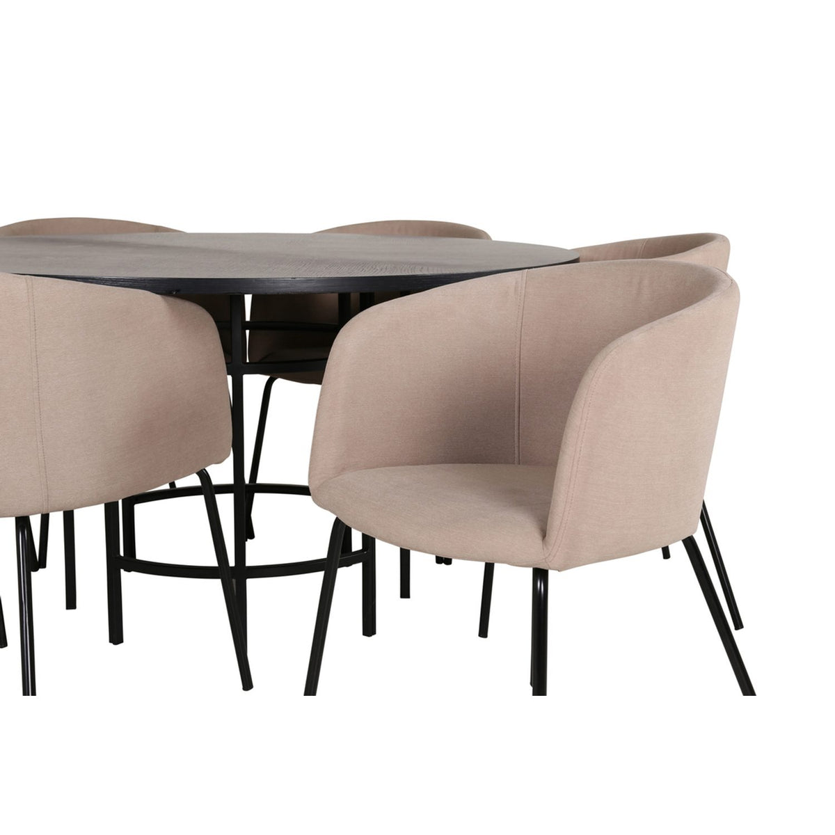 Copenhagen, Berit Rund matgrupp Beige, Svart, Svart, ⌀140