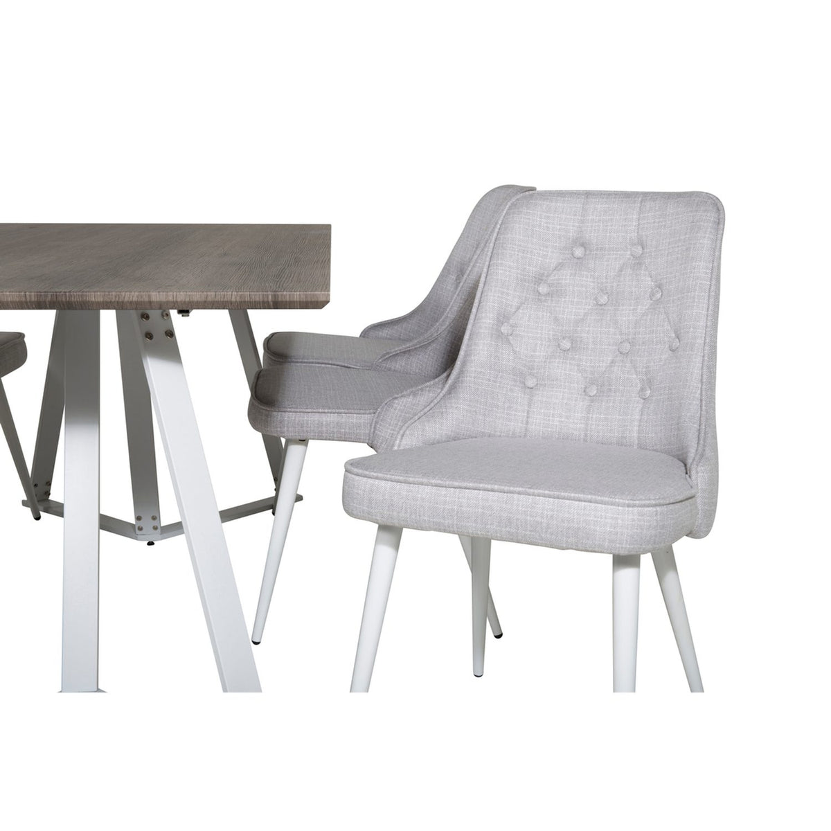 Marina, Velvet Deluxe Rektangulär matgrupp Vit, Grå,Vit, 180 x 90