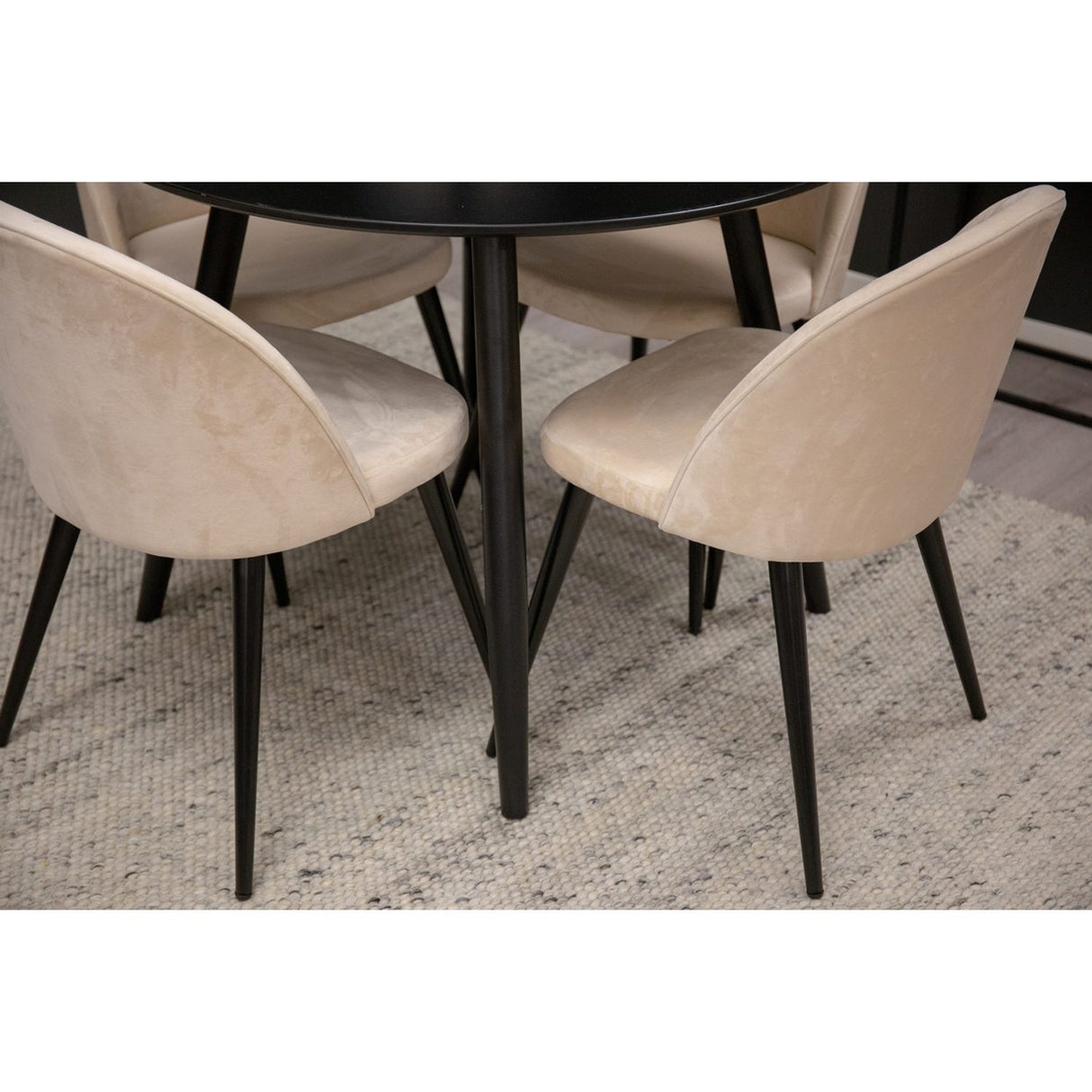 Plaza, Sammet Rund matgrupp Beige, Svart, 4st