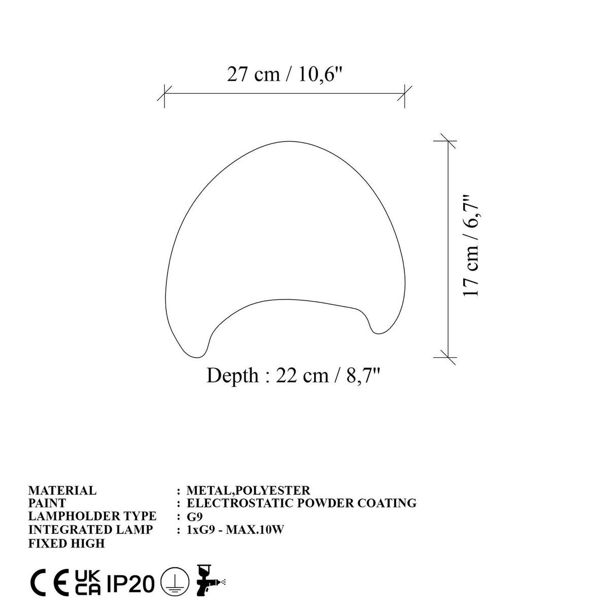 Kigali Small Wall (H 22 cm) Vit Vägglampa