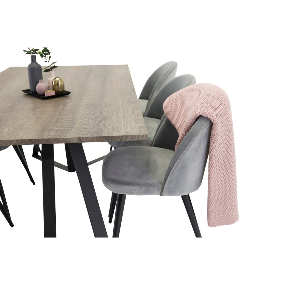 Marina, Velvet Rektangulär matgrupp Grå