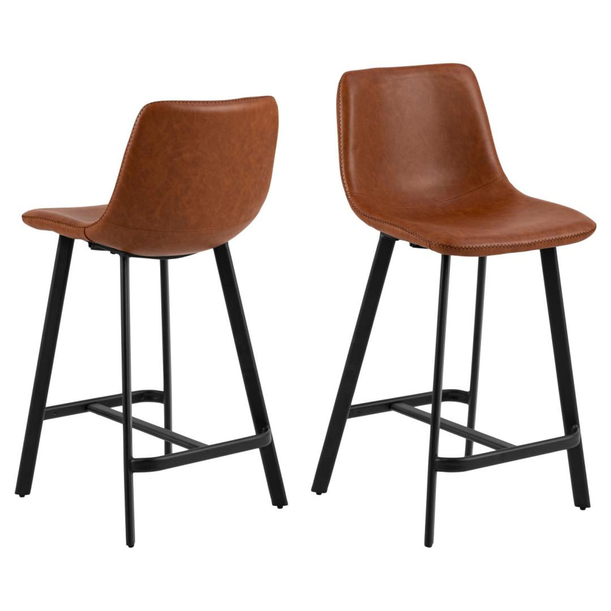 Mathilde Barstol Låg PU Retro Konjak