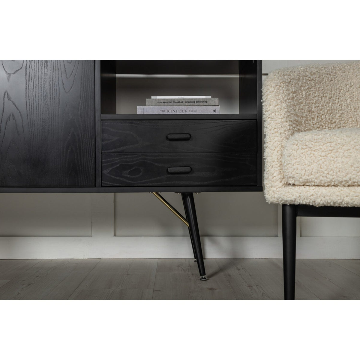 Guld Sideboard Svart, 160 x 80