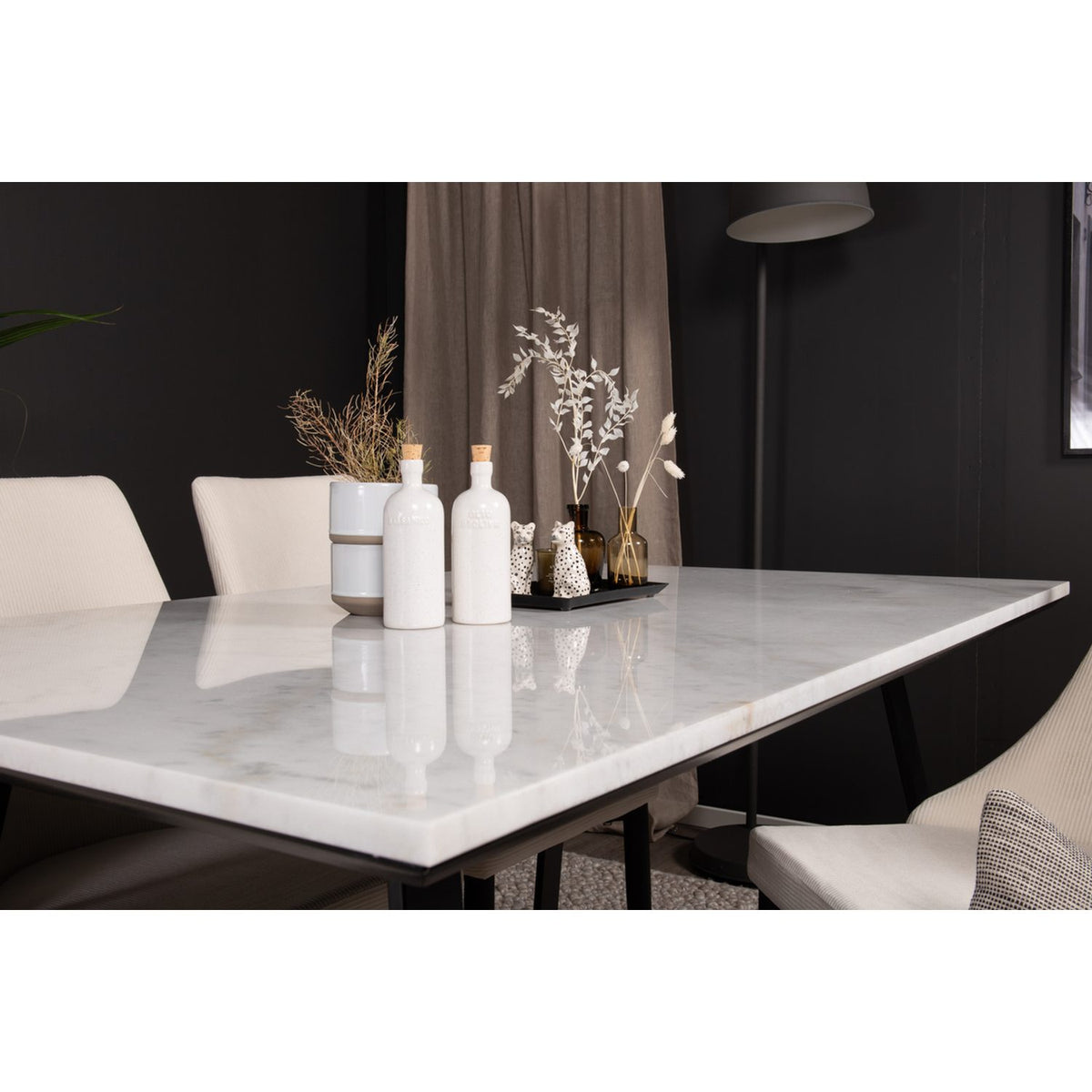 Estelle, Leone Rektangulär matgrupp Svart,Vit, Svart,Vit, 140 x 90