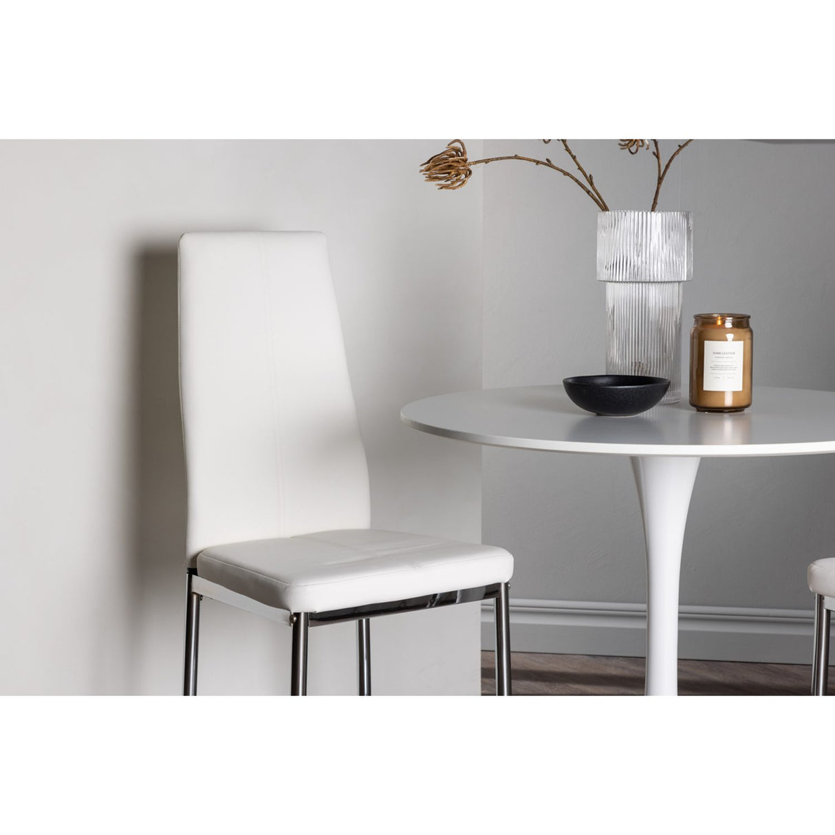 Hamden, Pastill Rund matgrupp Silver,Vitt, Vit, ⌀80