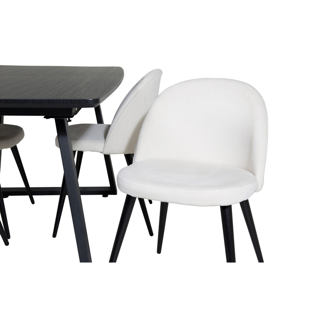 Inca, Velvet Rektangulär matgrupp Svart,Crème, Svart, 160 x 85