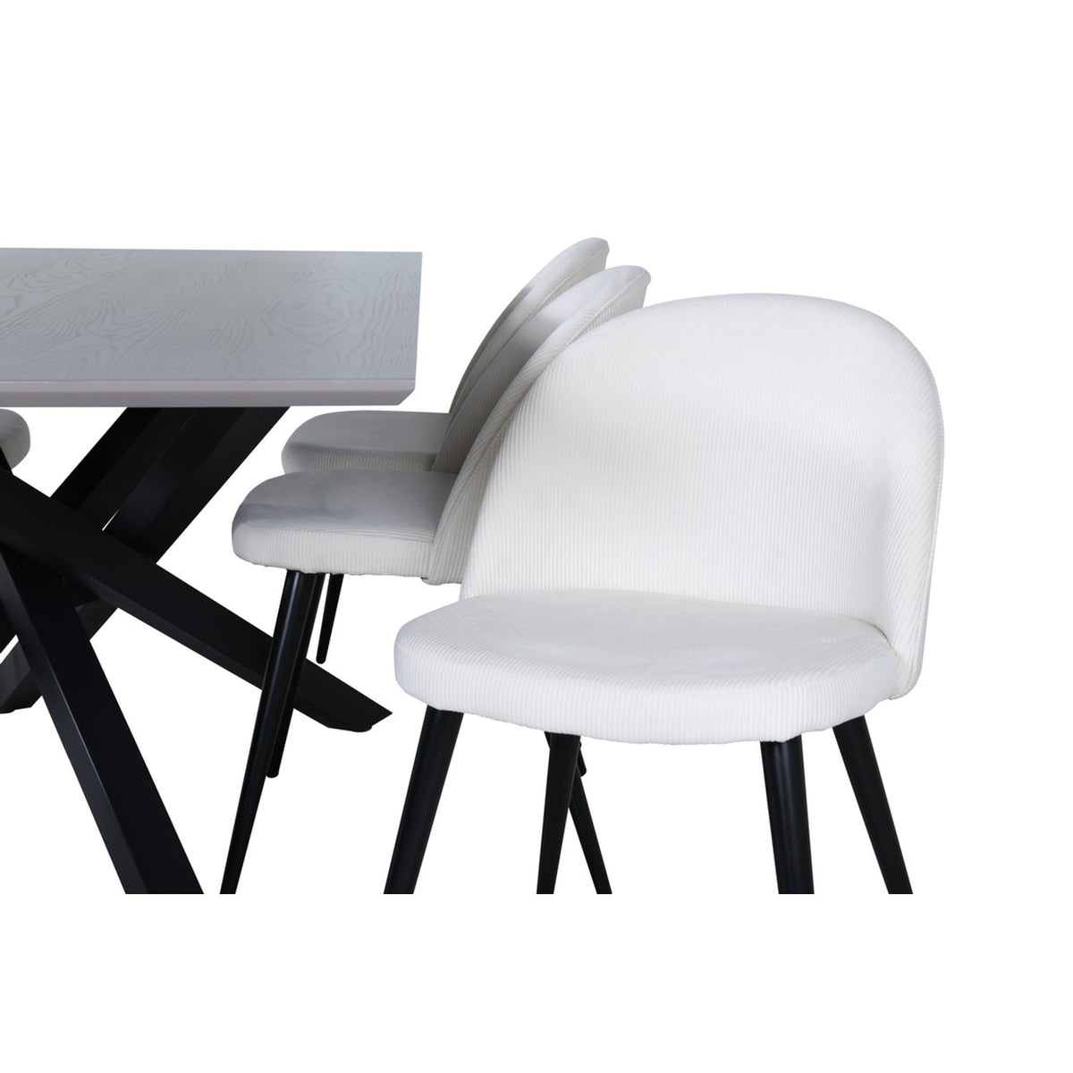 Piazza, Velvet Rektangulär matgrupp Svart,Kräm, Svart, mörkgrå, 180 x 90