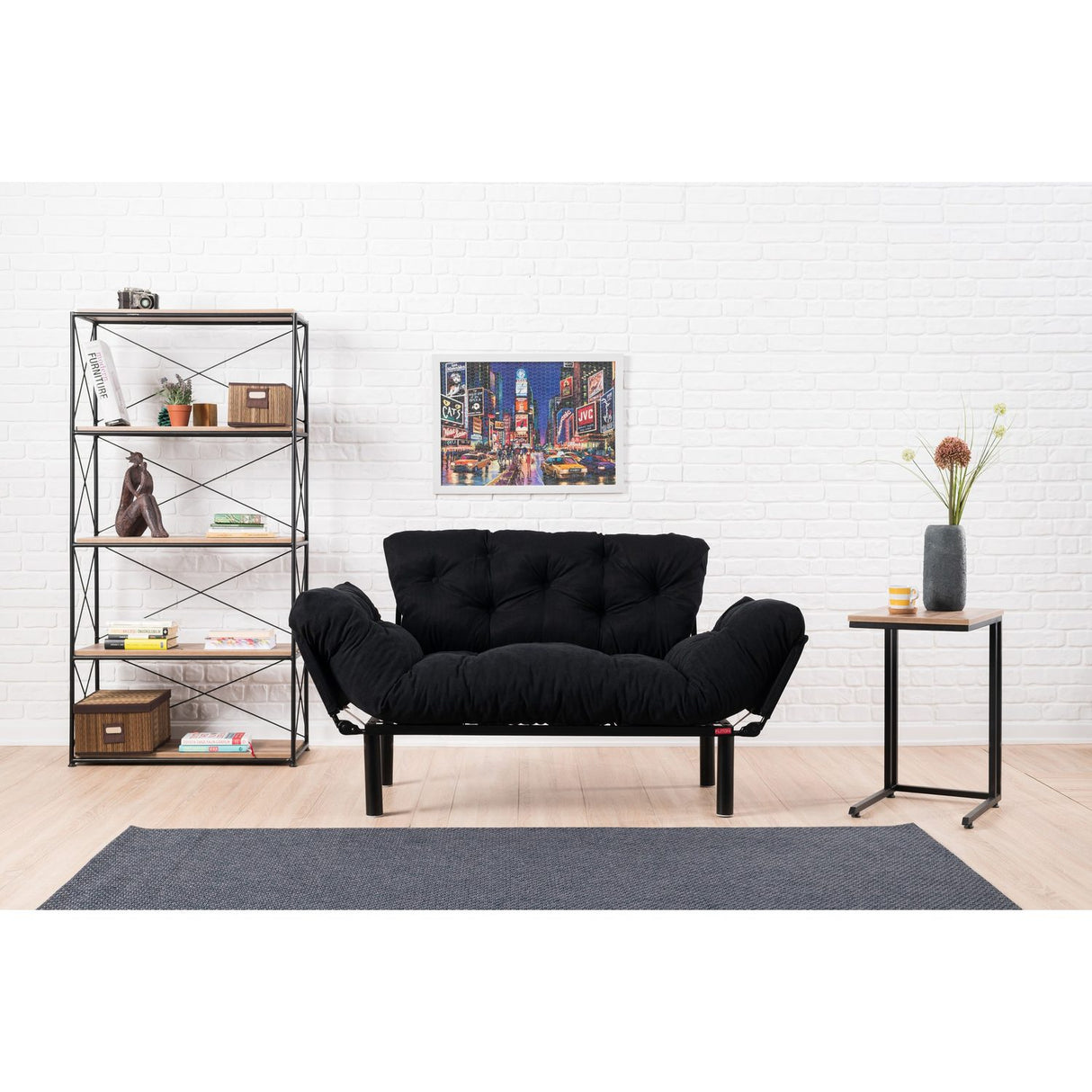 Helsingfors (155 x 85 x 70 cm) 2-sits bäddsoffa Svart