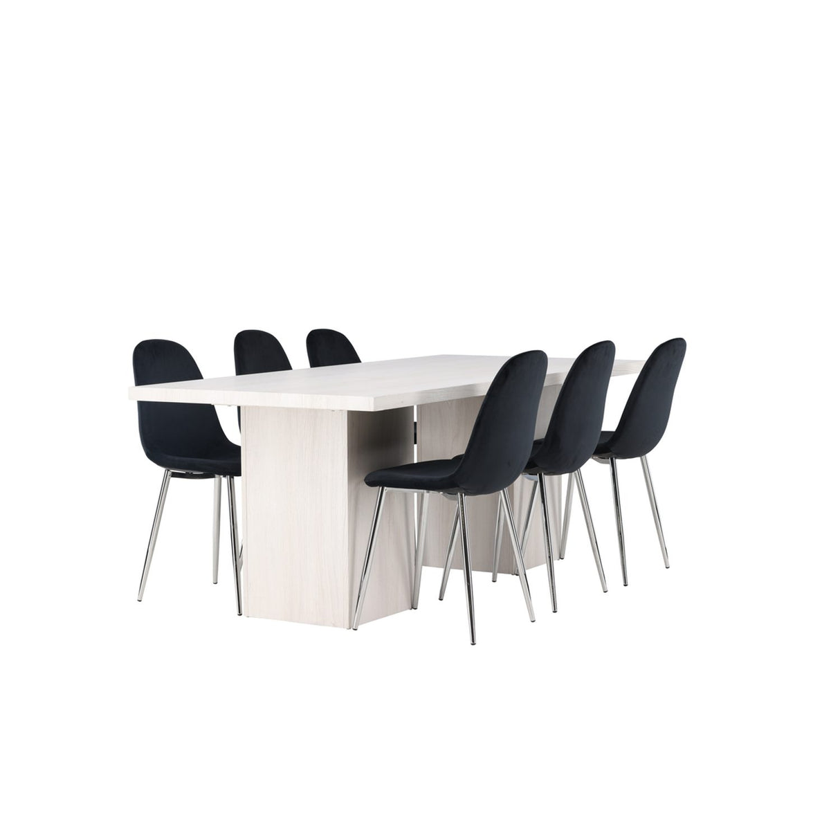 Olga, Polar Rektangulär matgrupp Svart,Silver, Vit, 200 x 90