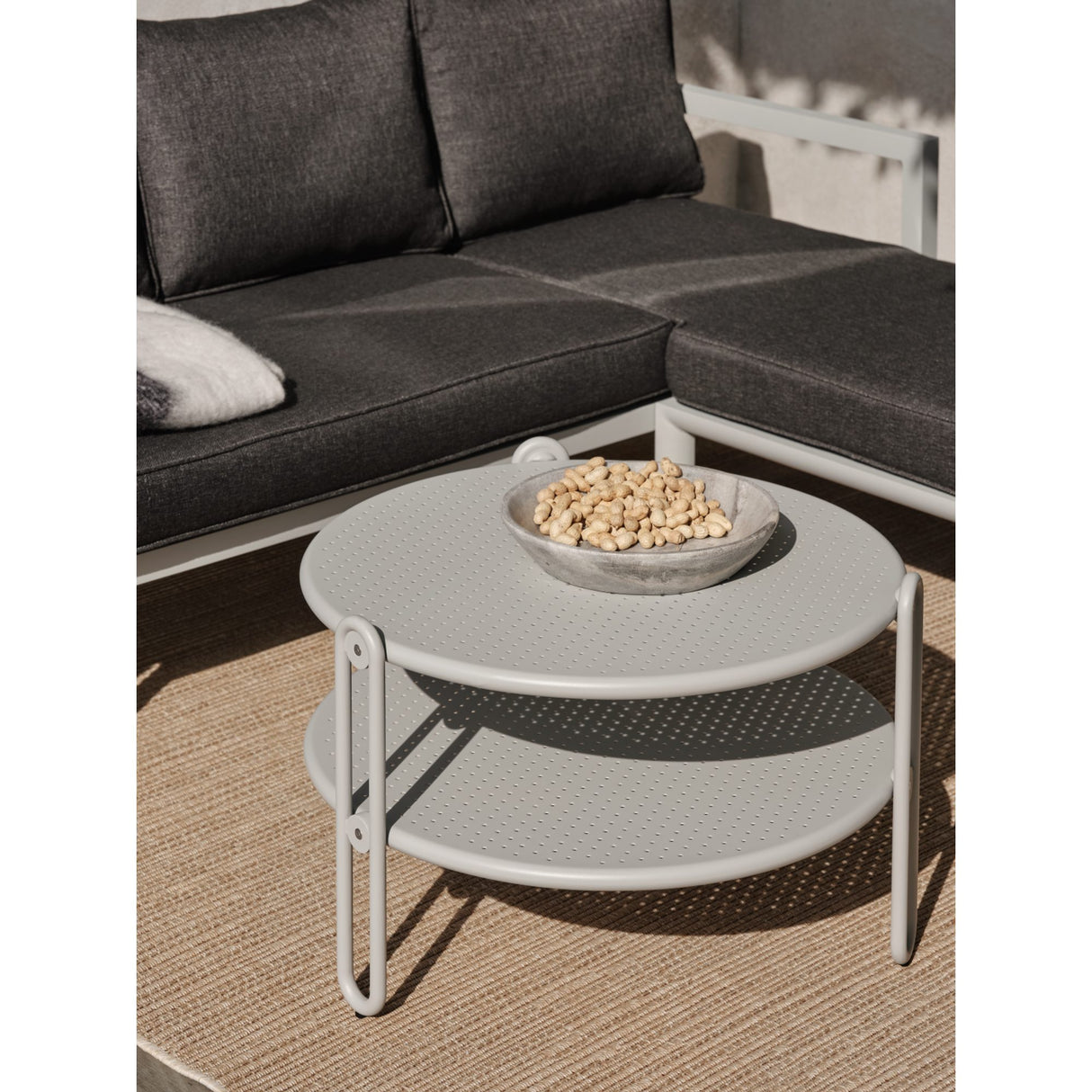 Blixt Utesoffbord 65x42 cm Light Grey