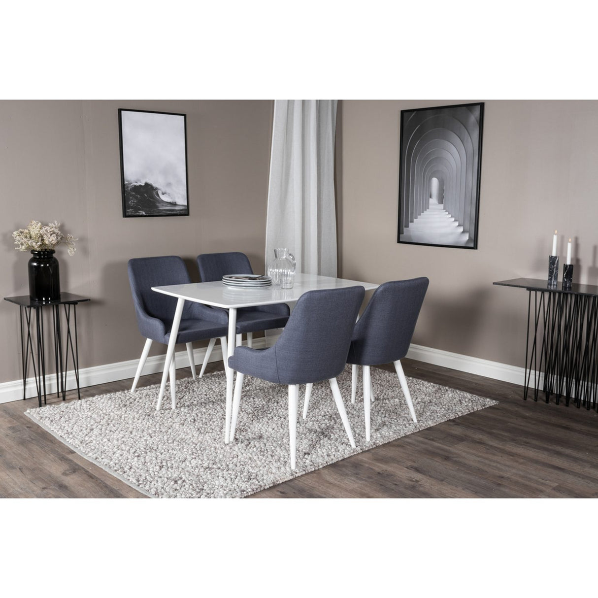 Polar, Plaza Rund matgrupp Blå,Vit, Vit, 120 x 75