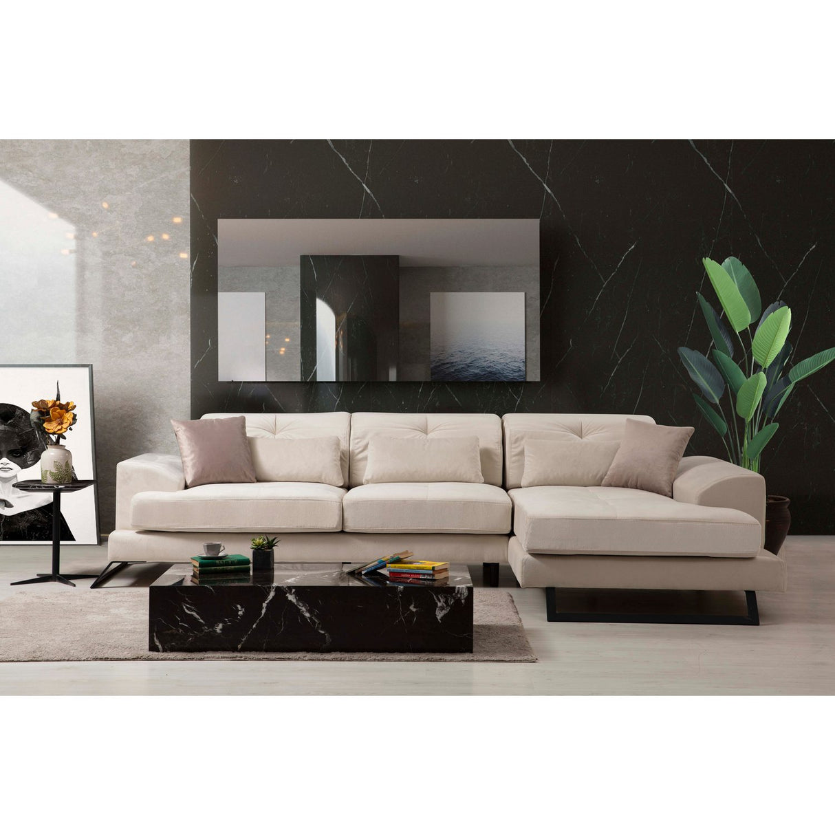 Casablanca Corner (190-308 x 100 x 92 cm) Ecru Hörnsoffa Höger