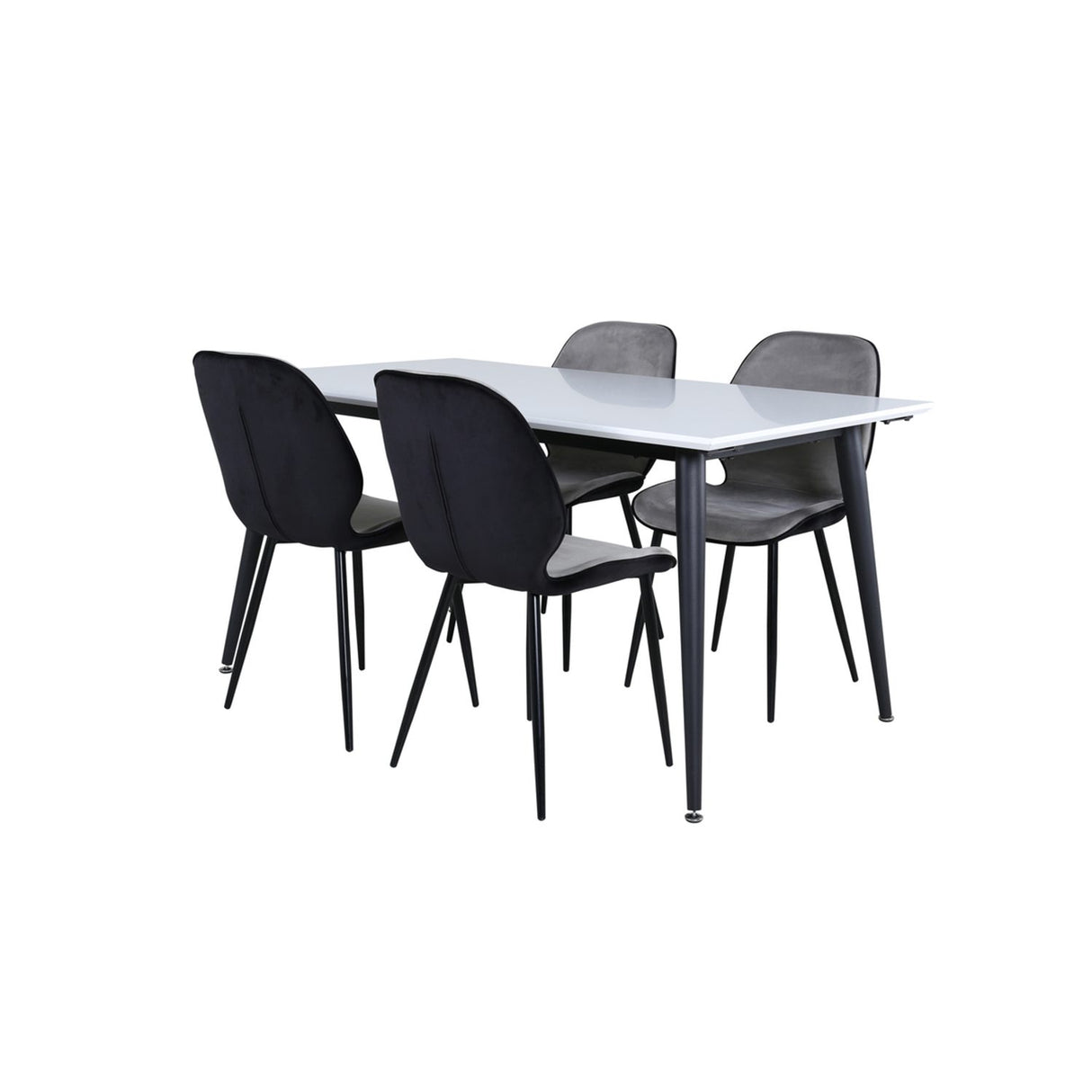 Jimmy, Emma Rektangulär matgrupp Svart,Grå, Svart,Vitt, 150 x 90