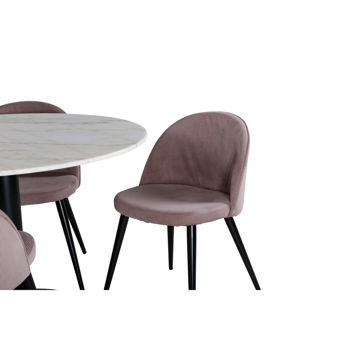 Estelle, Velvet Rund matgrupp Svart, Dusty Pink, Svart,Vit, ⌀106