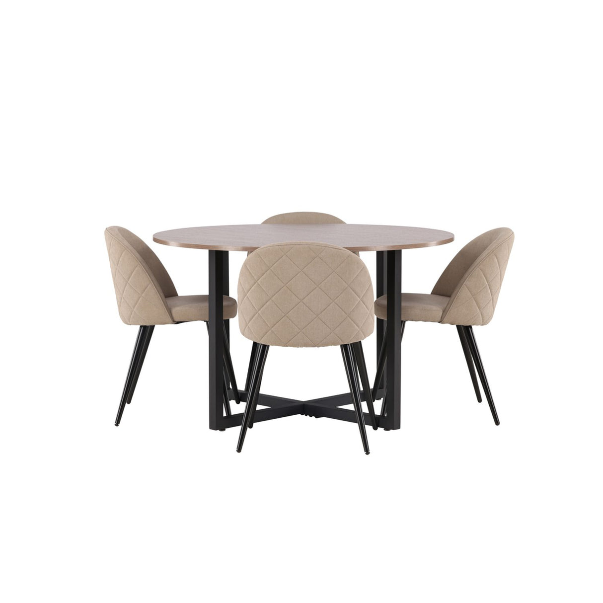 Durango, Velvet Rund matgrupp Beige, Svart, Svart, valnöt, ⌀120