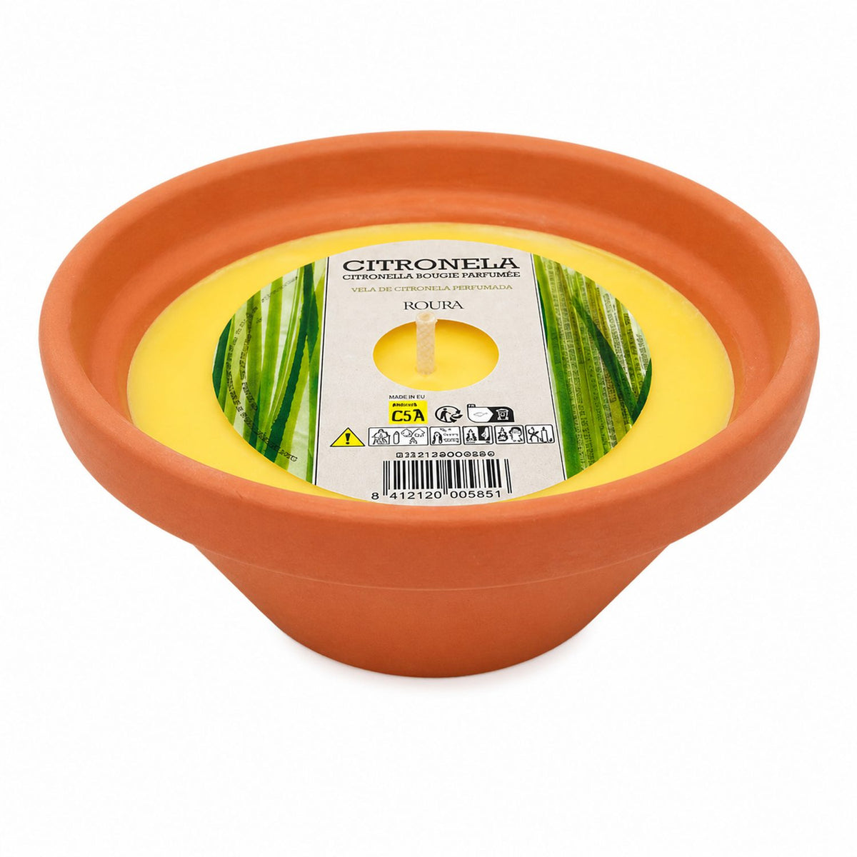 Citronella i Terrakottaskål Doftljus Natur, 70x155 mm