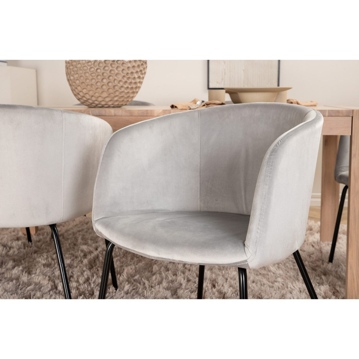 Slider, Berit Rektangulär matgrupp Svart,Grå, Vitlaserad, 170 x 95