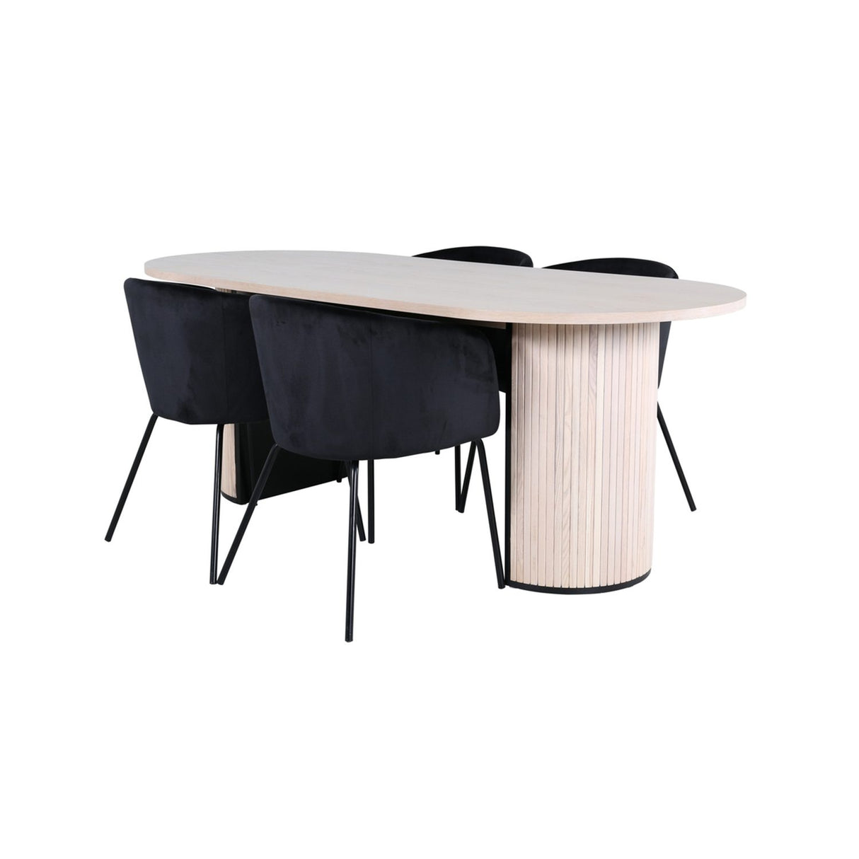 Bianca, Berit Oval matgrupp Svart, Svart,Natur, 200 x 90