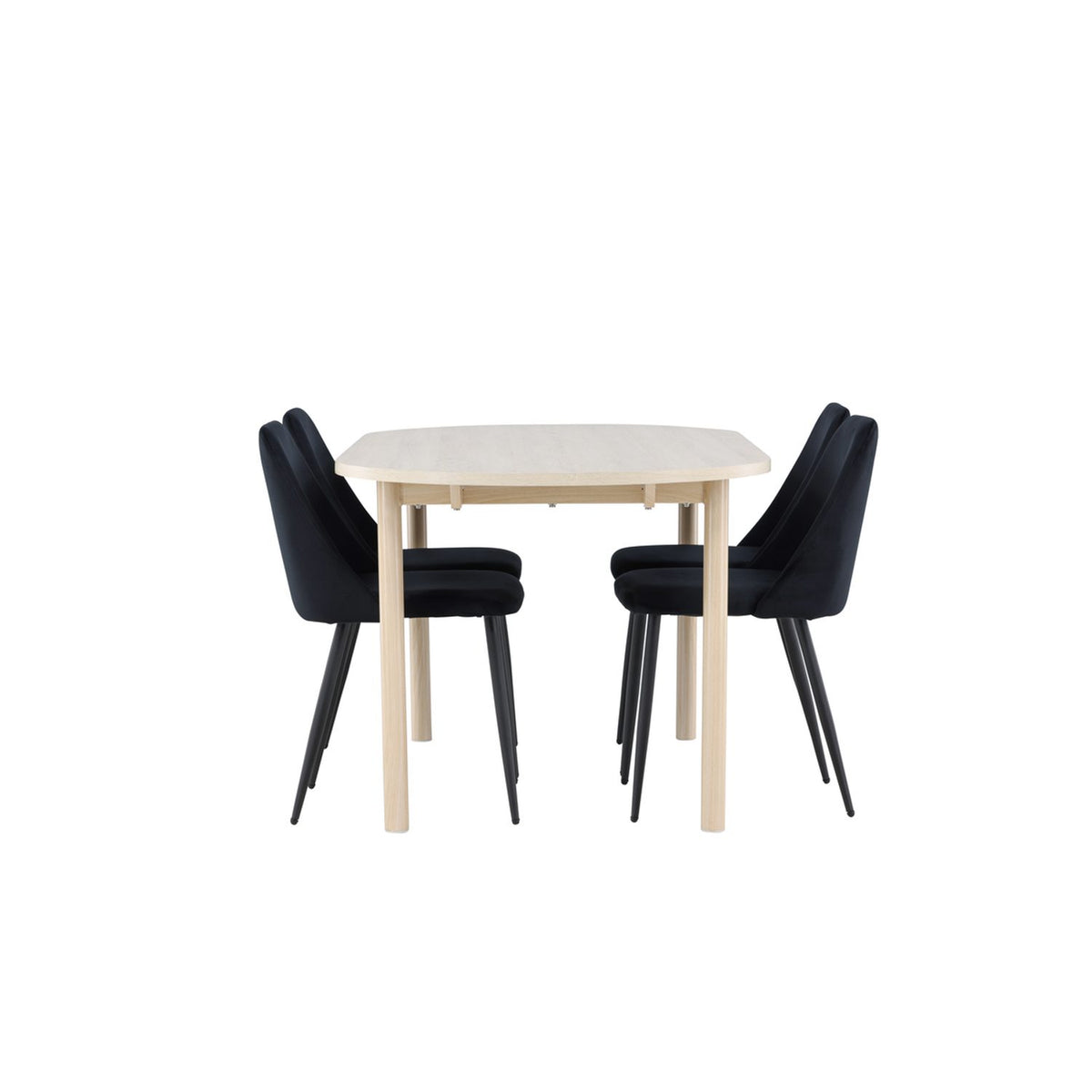 Andy, Night Ovalt matgrupp Svart, Vitputsad, 4st