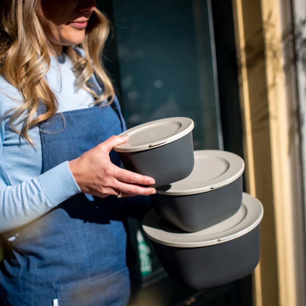 Connect box set stockholm matlådor 1l + 2l + 4l med lock Förvaringslåda Mörkgrå