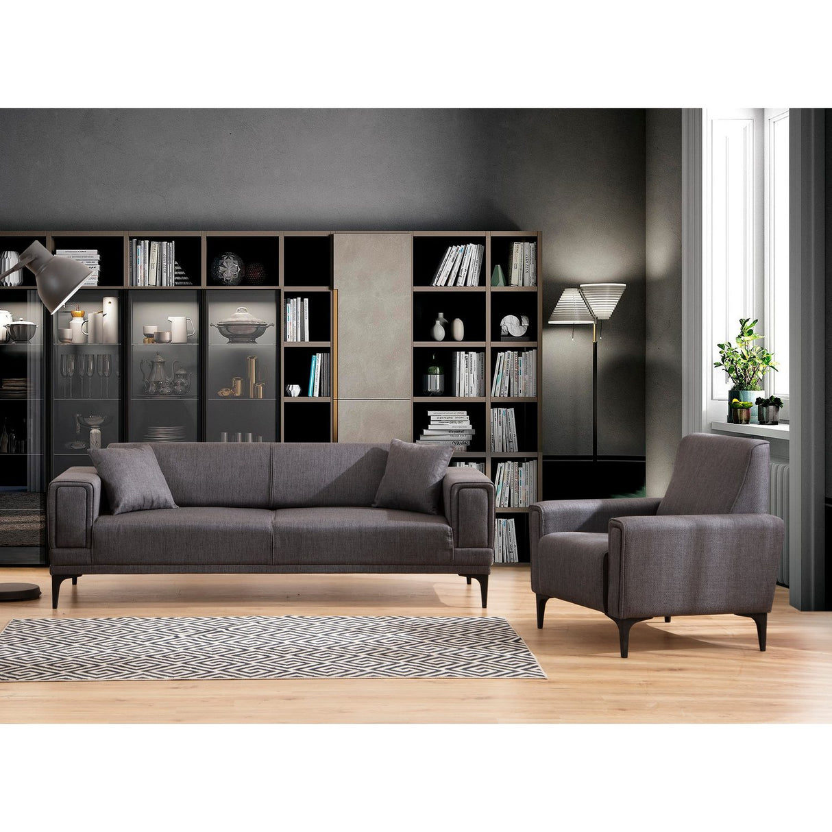 Horizon (230 x 95 x 77 cm) 3-sitssoffbädd Mörkgrå