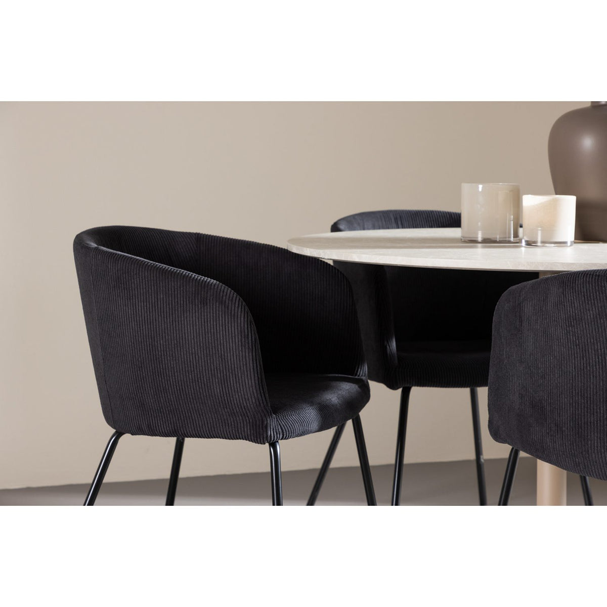 Lycke, Berit Rund matgrupp Svart, Beige, ⌀110