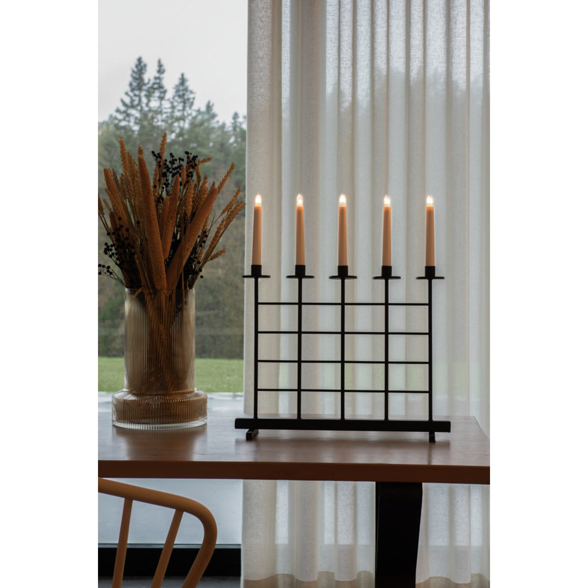 5 Ljus Metall Svart Elljusstake