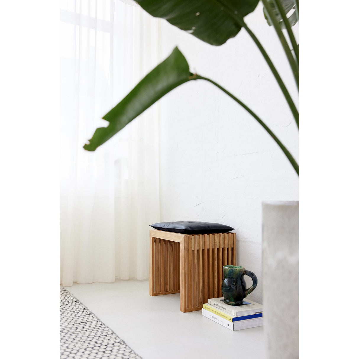 Rib Set Pall Teak, Svart Sittdyna