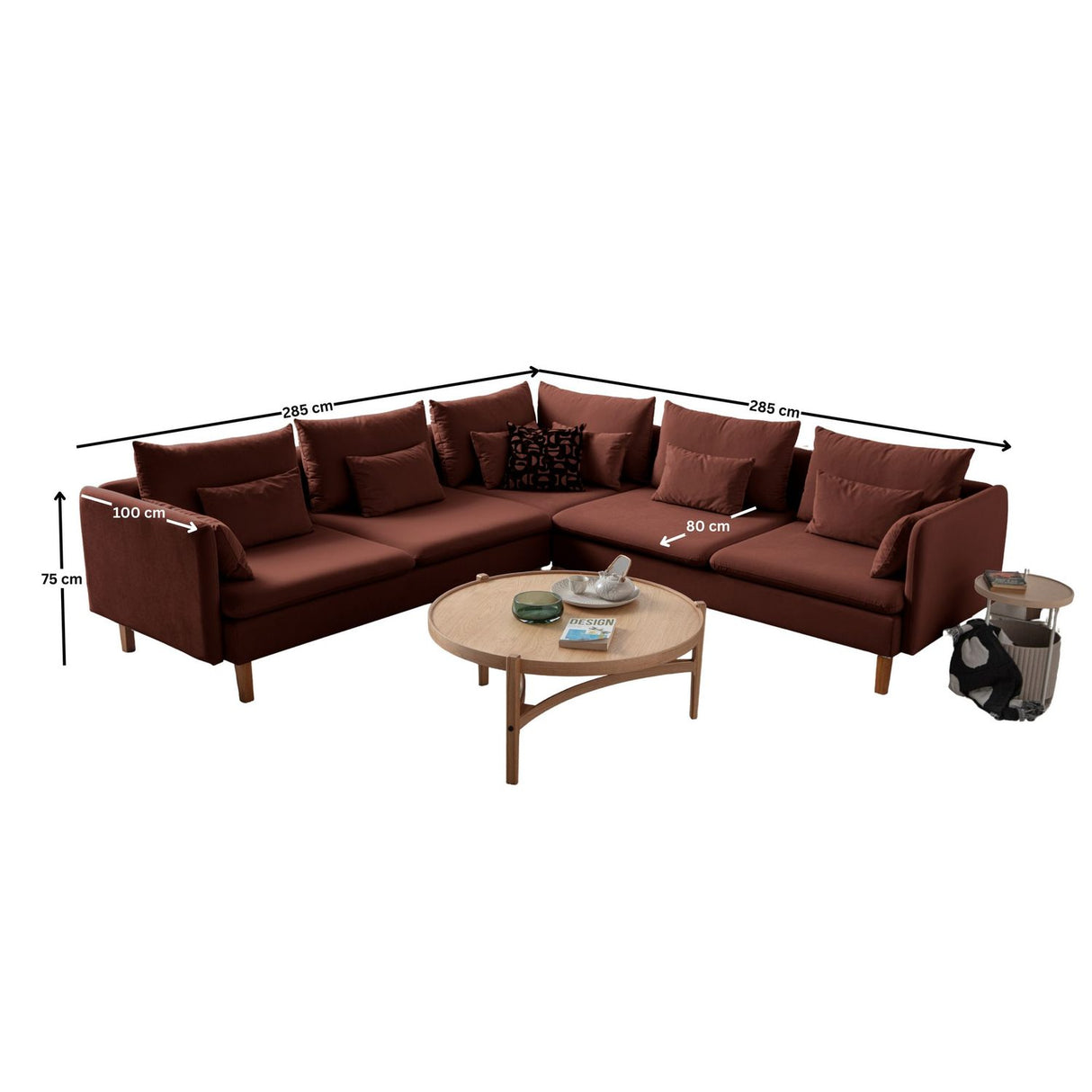 Flexy L (194 x 95 x 154 cm) Hörnsoffa Rio-röd