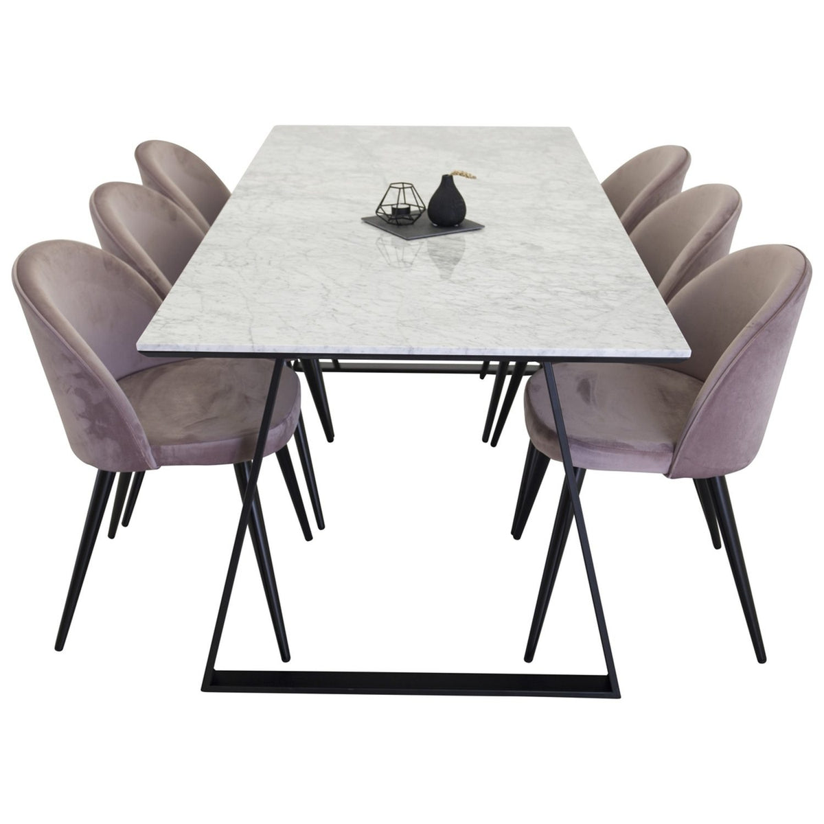 Estelle, Velvet Rektangulär matgrupp Rosa