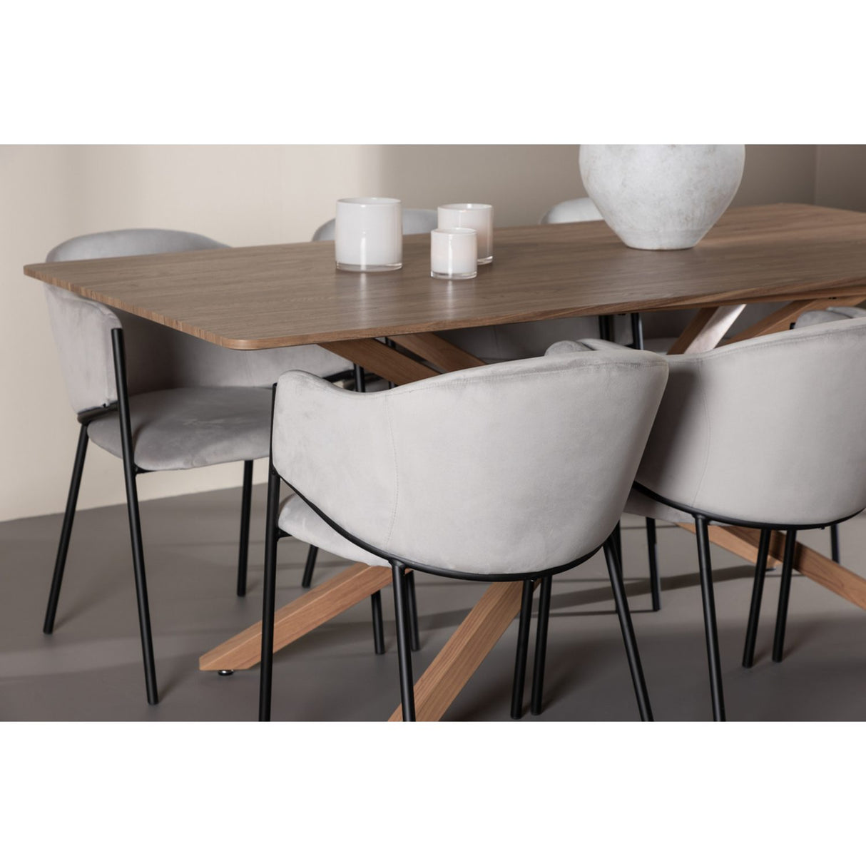 Piazza, Evelina Rektangulär matgrupp Svart,Grå, Mocka, 180 x 90