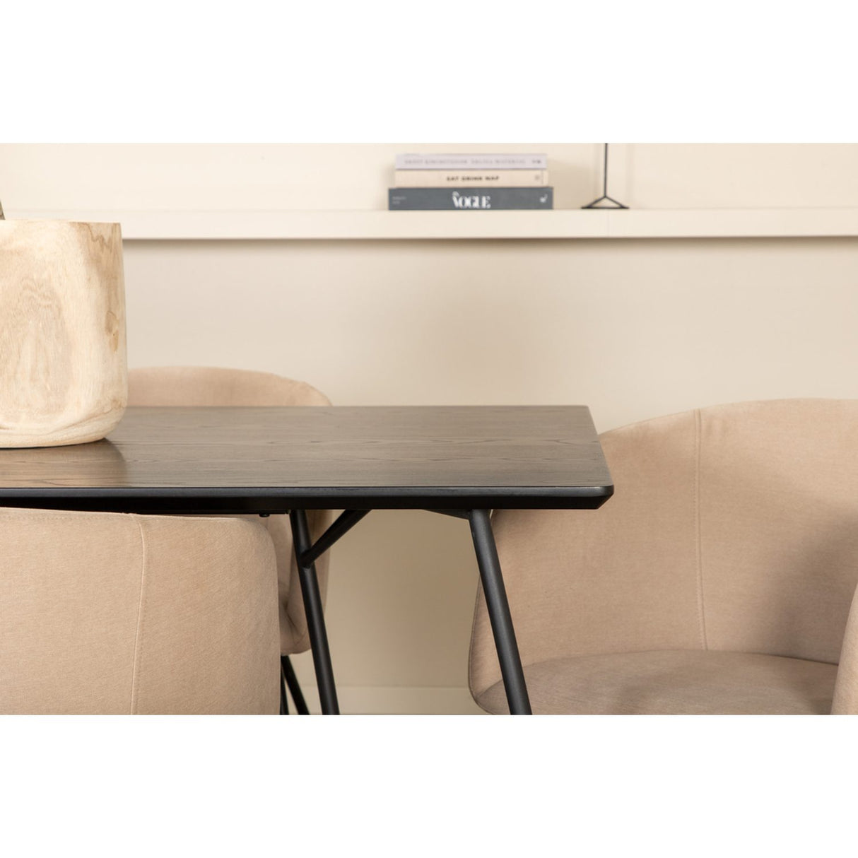 Petra, Berit Rektangulär matgrupp Beige, Svart, Svart, 190 x 90