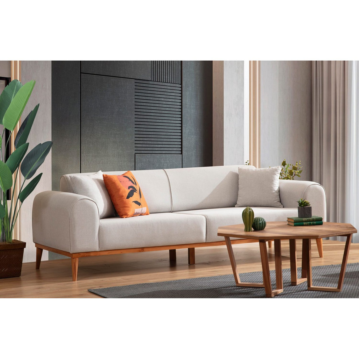 Lima 3-sits (220 x 84 x 77 cm) 3-sits bäddsoffa Creme