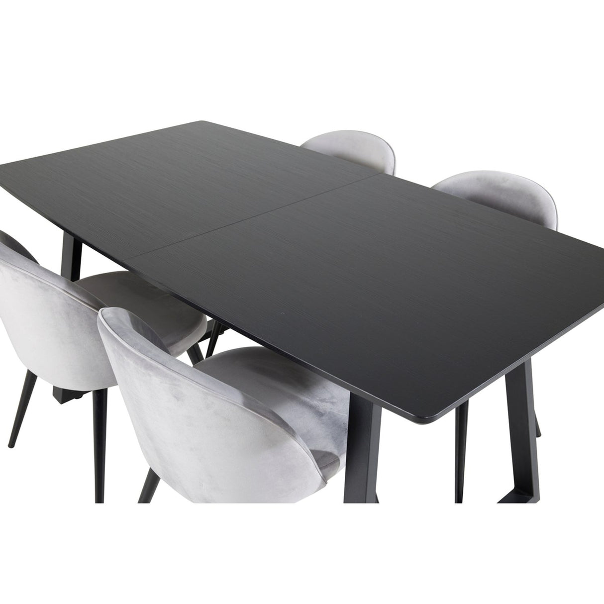 Inca, Velvet Rektangulär matgrupp Svart,Grå, Svart, 160 x 85